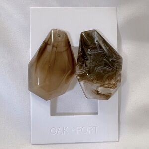 Oak + Fort Large Geometric Marble Brown Clear Stone Swirl Statement Earrings